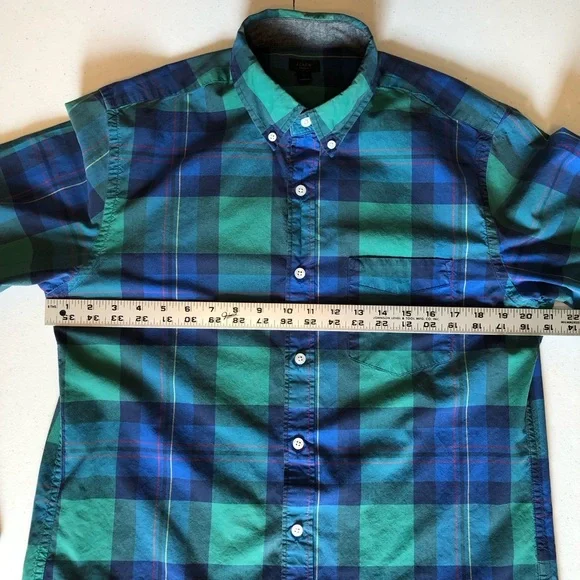 J Crew Tartan Men's Blue and Green Plaid Shirt Size M - Picture 3 of 5